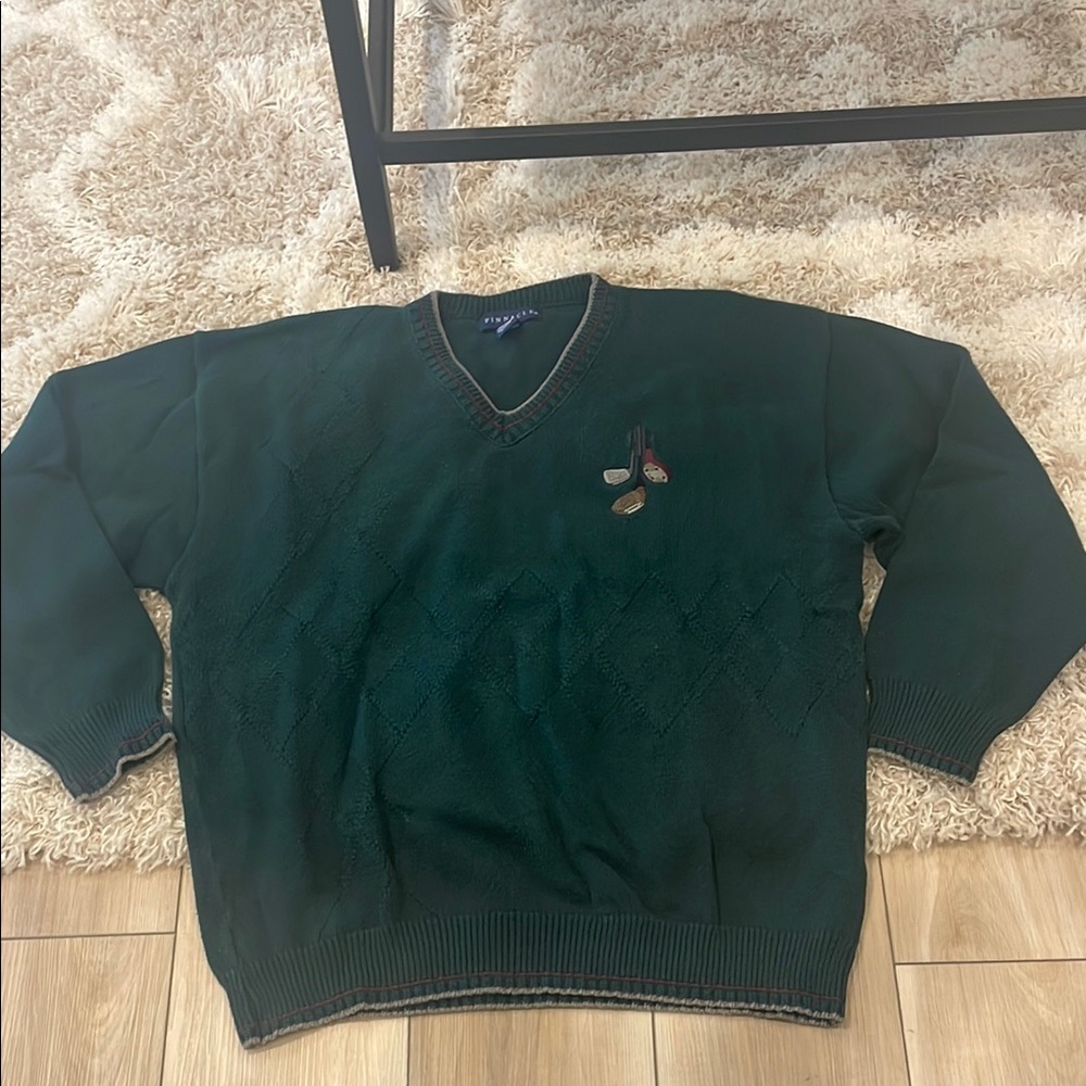 Vintage deep Green V-Neck Sweater size XL
